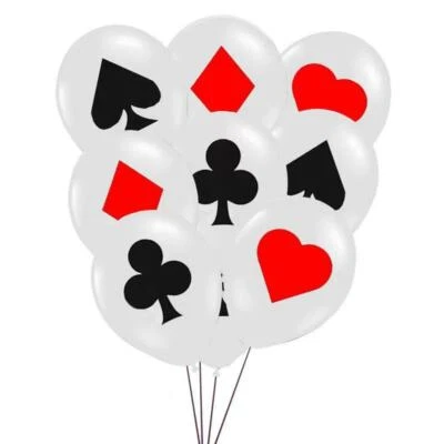 20 12" Poker Night Casino Vegas Game Latex Balloon Birthday Party Decoration