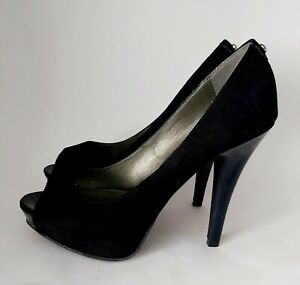 G by guess Black Suede Court Shoes. Peep Toe. Size M8 (uk 6). Brand New