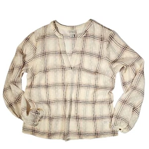 Langarm durchsichtiges Bluse Shirt Top Damen M kariert Pastell cremefarben A New Day neutral - Bild 1 von 14