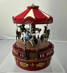 Mr Christmas Animated Musical Carousel Wind-up Plays JINGLE BELLS - Picture 1 of 7