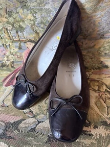 ARA Suede Brown Cap Toe Ballerina Shoes US 9.5 F UK 7 F Flats Made in Germany - Picture 1 of 13