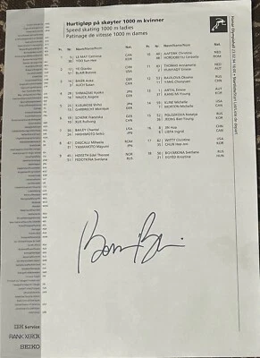 邦妮·布莱尔 1994 年签名奥运会节目页面和 UD 奥林匹克时刻卡 — 第 1/4 张图片