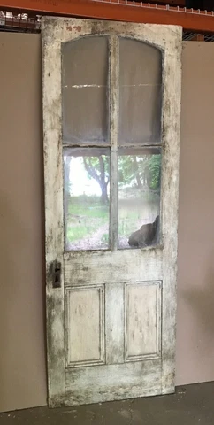 1 Antique Exterior 32x88 Shabby 4 Lite Arched Glass Top Farmhouse Door 822-23B Cover