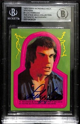 Lou Ferrigno Signed 1979 Topps Incredible Hulk Stickers #1 BECKETT - Image 1 of 3