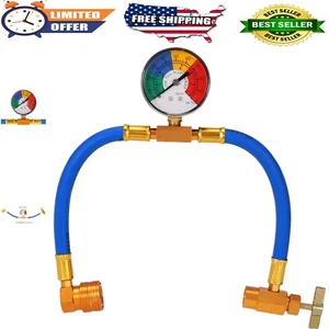 Car AC Refrigerant Charge Hose Kit with Gauge - 1/2" Tap for Vehicle A/C Rech... - Picture 1 of 9