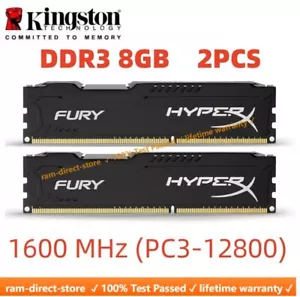 HyperX FURY DDR3 16GB 2x 8GB 1600 MHz PC3-12800 Desktop RAM Memory DIMM 240pins - Picture 1 of 9