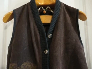 TORRAS Marrón Gamuza Frontal Lana Acrílico Espalda Sin Mangas Cárdigan Chaleco Suéter 42 - Imagen 1 de 12