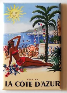 La Côte d'Azur KÜHLSCHRANKMAGNET Reiseplakat Französische Riviera - Bild 1 von 3
