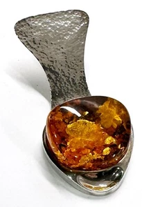 925 Massiv Sterlingsilber Echt Cognac Ostsee Bernstein Inkognito Souvenir Schönes Geschenk - Bild 1 von 8