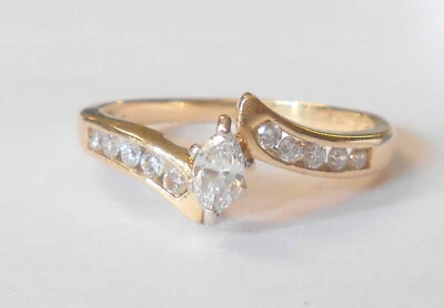 Marquise & Round Diamonds 14K Yellow Gold Ladies Engagement Ring Size 7.75 - Image 1 of 4