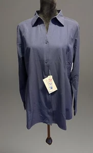 Ultraclub Womens Navy Long Sleeve Button-Up Shirt XL Business Casual Office NWT - Picture 1 of 9