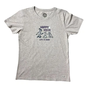 Life Is Good T-Shirt Damen Happy Hour Jake Smores Campfire Dog Classic Fit grau M - Bild 1 von 11