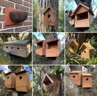 Bird Nest Box Wood Wooden Nesting Boxes Wild Birdhouse Straw Robin Sparrow Song