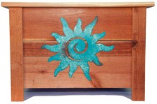 Deck Patio Flower Planter 24 in. x 24 in. Redwood with Metal Patina Sun Art