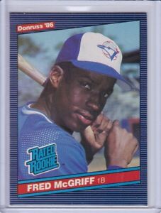Fred McGriff 1986 Donruss Baseball Card 28 Rated Rookie Grade NMMT