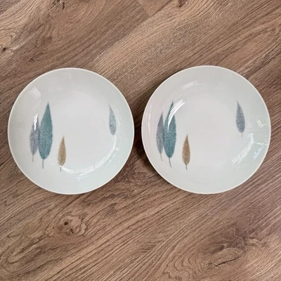 Noritake NAMIKI set of 2 Soup/Cereal Bowls 7 1/2” MCM Leaves Vintage - image 1 of 4