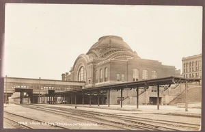 Cartolina usata RPPC 1916. Union Depot, Tacoma, Washington. Ferrovia - Foto 1 di 2