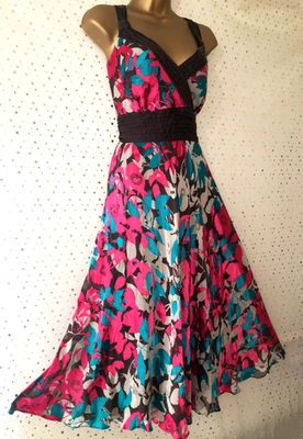 ✨Monsoon 'Dita' Floral Silk Strappy Fit Flare Evening Party Occasion Dress Sz 20 - Image 1 of 4