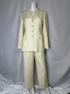 STUNNING VINTAGE TALBOTS SIZE 6 CREAM COLORED PANT SUIT 100% WOOL - Picture 1 of 10