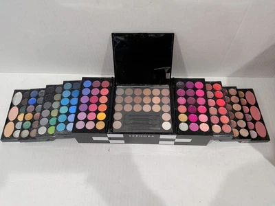 SEPHORA Blockbuster MAKE UP 调色板折叠幻灯片黑色白色外壳镜面 * FLAW* — 第 1/4 张图片