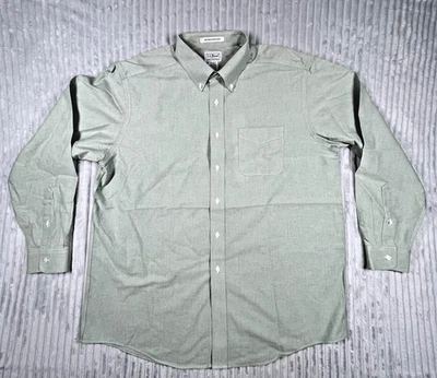 Camisa con botones resistente a las arrugas LL Bean para hombre 17-35 verde carrera oficina Foto 1 de 4