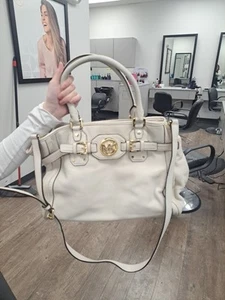 Michael Kors Pebbled Leather Satchel Handbag Ivory - Picture 1 of 7