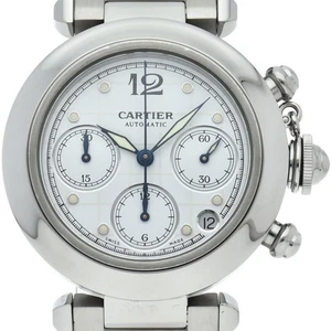CARTIER Pasha C Watch Chronograph Overhauled W31039M7 Stainless Steel unisex... - Picture 1 of 6