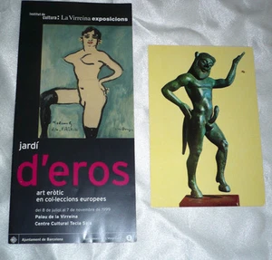 ART Erotic SEX EXHIBIT Barcelona 1999 Pamphlet & SATYR Postcard GREECE  Penis - Picture 1 of 2