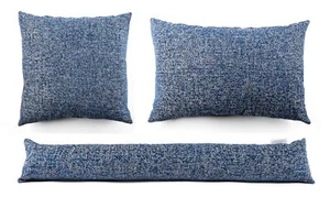 Blue Linen Look Chenille Cushion, Boudoir, Draft Excluder UK Made - Picture 1 of 5