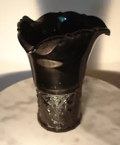 Vintage L.E. Smith schwarze Glas Vase Tri-Corner Top tanzende Damen - Bild 1 von 4