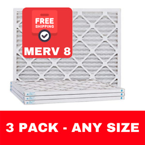Air Filter Standard MERV 8 Pleated HVAC AC Furnace Air Filters Replacement 3Pack