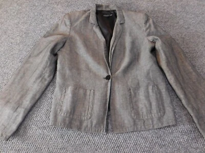 Jones New York Womens Jacket 12 Gray one button blazer classic linen - Image 1 of 4
