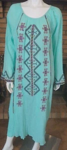 Antik Batik Tolata Aqua Blue Embroidered Kaftan/Midi Dress NWT $415 Size Small - Picture 1 of 8
