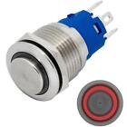 Stainless Steel Push Button Raised Ø19mm Ring Led Red Ip65 2,8X0,5Mm Pins 250V 3