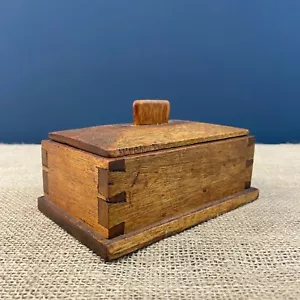 VINTAGE ART DECO HOLZ EICHE HERREN SCHMUCK AUFBEWAHRUNGSBOX - Bild 1 von 6