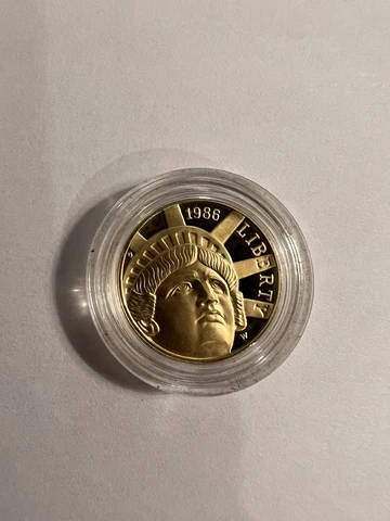 1986-w Five Dollar Statue Of Liberty Gold Coin $5 In Capsule Uncirculated Eagle Cover