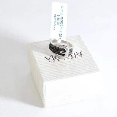 New Victoria Townsend Black Diamond Buckle Ring Sterling Silver Size 6 - Image 1 of 4