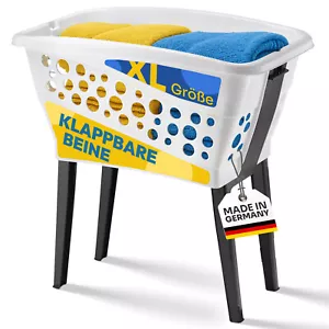 XL Wäschekorb Wäschewanne mit Beinen weiß Wäschesammler Wäschebox klappbar - Bild 1 von 6