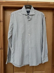 Mens Hackett London Slim Fit Grey Check Long Sleeve Shirt Size Medium, VGC - Picture 1 of 6