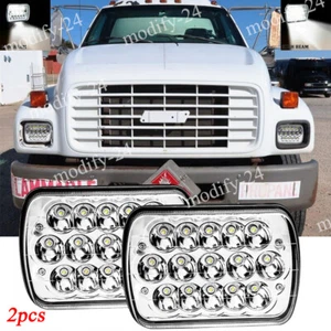Fit GMC Safari C6500 C7500 C8500 Topkick 5x7"7x6" Chrome LED Headlights DOT Pair - Picture 1 of 16