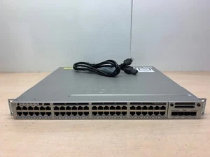 Cisco WS-C3850-48F-L 48-Port POE+ GE Switch w/ Single 1100w PS & C3850-NM-2-10G - Picture 1 of 3