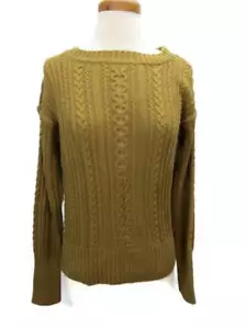 J Crew Sweater Size M Brown Cable Knit Neck Zipper Long Sleeves 100% Cotton - Picture 1 of 5
