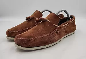 Base London Mens Loafers Size 10 Brown w/Tassels Style Pogo Suede Boat Shoes - Picture 1 of 12