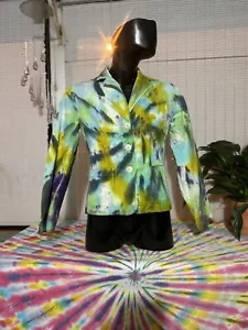 Womans Size 6 Jean Material Fitted Jacket Blues, Greens, Purple Cozy Fit - Picture 1 of 2