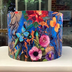 Lampshade Wild Meadow Blue Velvet fabric Ceiling Table Floor Bedside Lamp Shade - Picture 1 of 95