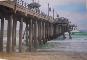 NEW MATTED DIGITAL SURF ART SURF CITY, HUNTINGTON BEACH PIER, CA. 18"X24" (2) - Picture 1 of 4