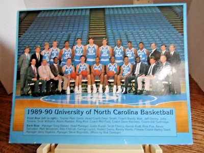 1989-90 TEAM PHOTO University of North Carolina Basketball G-VG Dean Smith - Image 1 of 4
