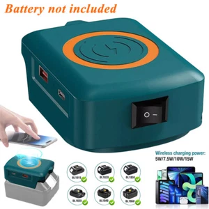 USB+TypeC Power Source Adapter Phone Wireless Charger For Makita 18v LXT Battery - Picture 1 of 9