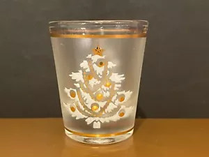 Vintage Libbey Frosted Christmas Tree with Gold Ornaments Shot Glass - Picture 1 of 7