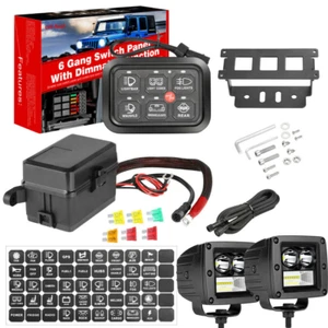 6 Gang Switch Panel Off Road+Pair 3" 240W LED Work Light Fog SPOT/Flood Lamp ATV - Bild 1 von 12